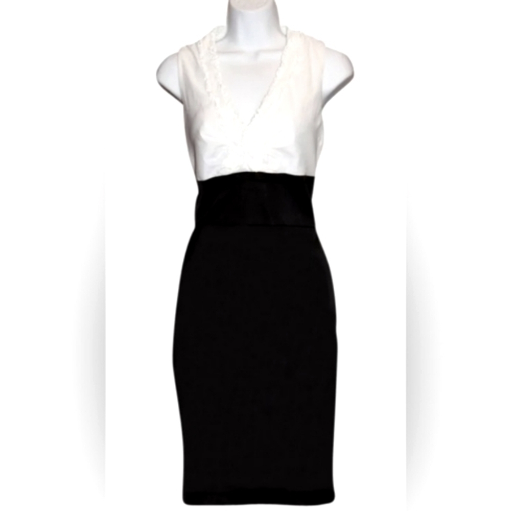 Elegant Black and White Sleeveless Dress